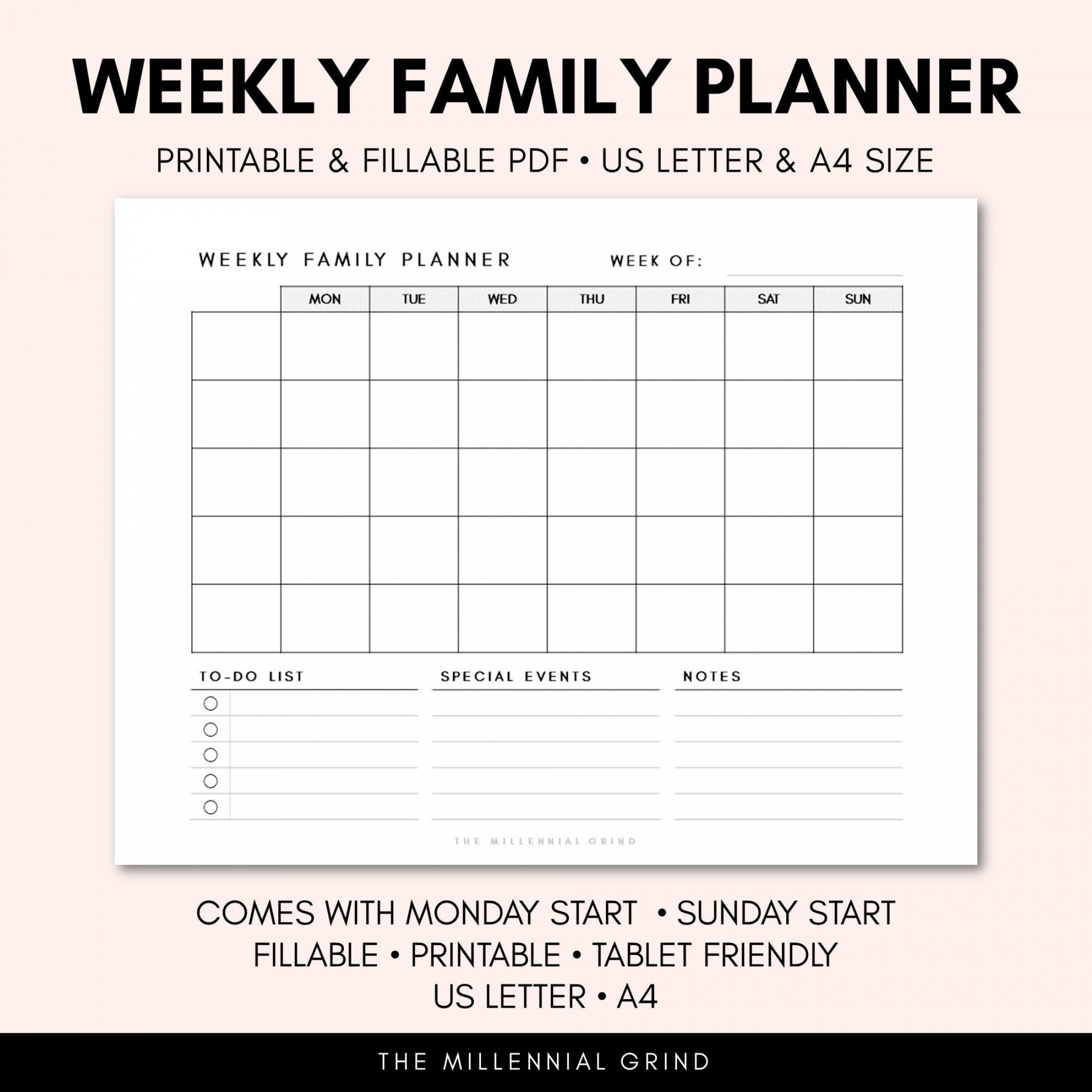 Weekly Family Planner Printable Instant PDF Download - Etsy