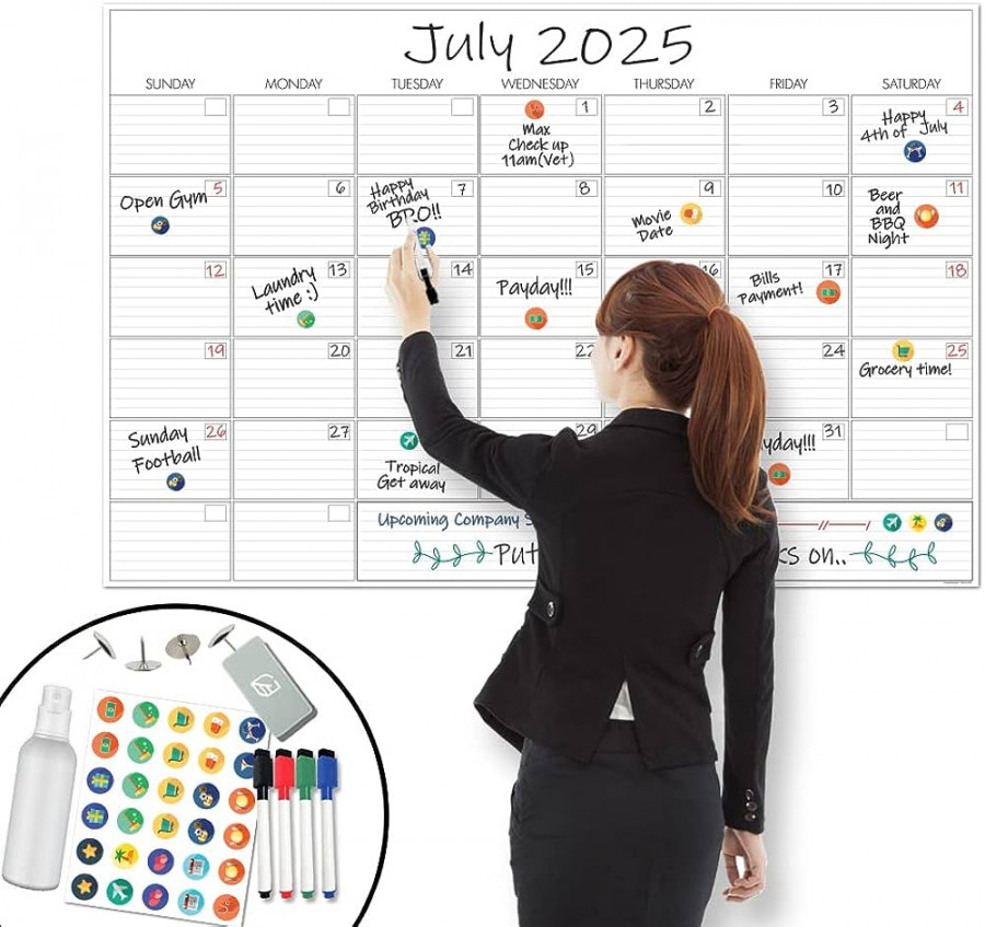 X Large Dry Erase Wall Calendar - No Crease "x " - Undated Erasable  Deadline Task Calendar for See more X Large Dry Erase Wall Calendar - No