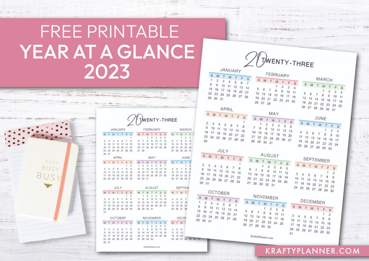 Year-At-A-Glance Free Printable (Color) — Krafty Planner