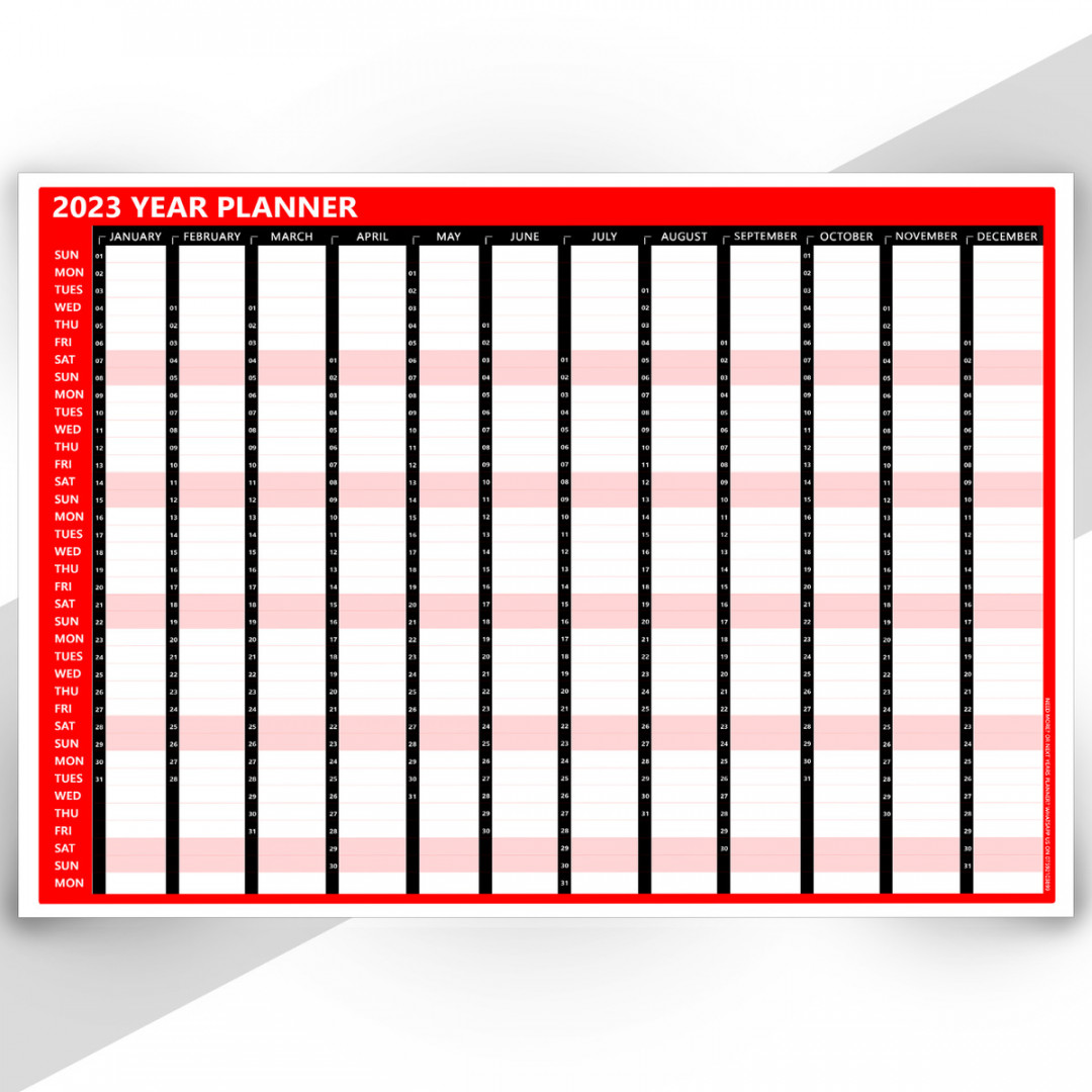 Year Calendar Planner UK Unmounted Office Year Calendar Large A A