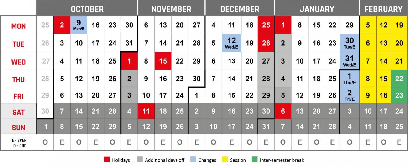 Academic calendar - Wrocław University of Science and Technology