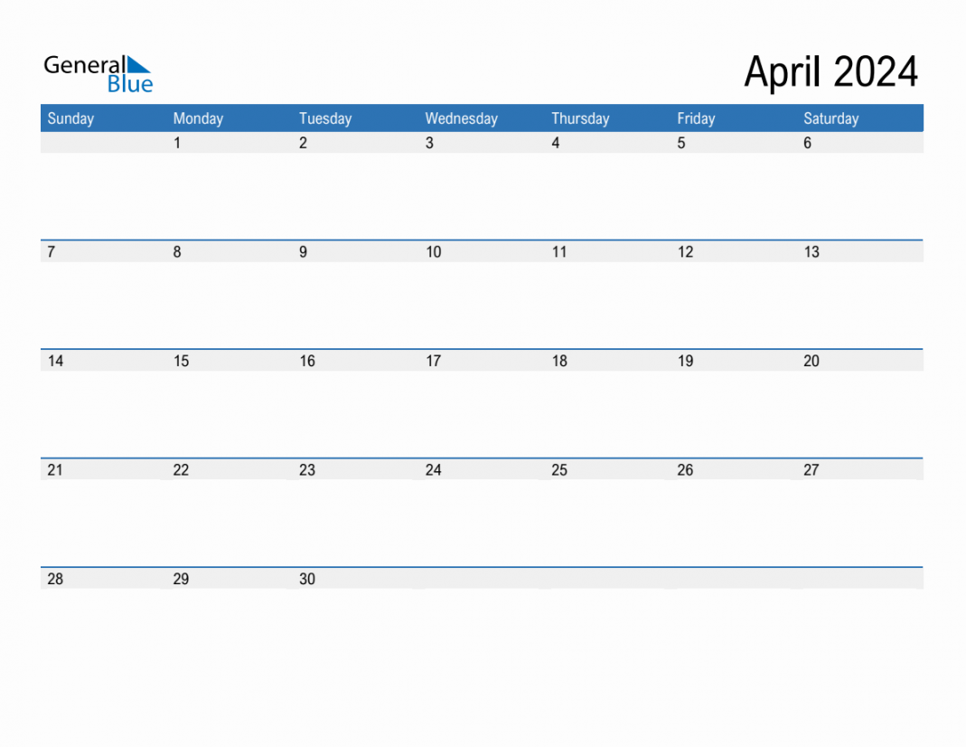 April  Calendars (PDF Word Excel)