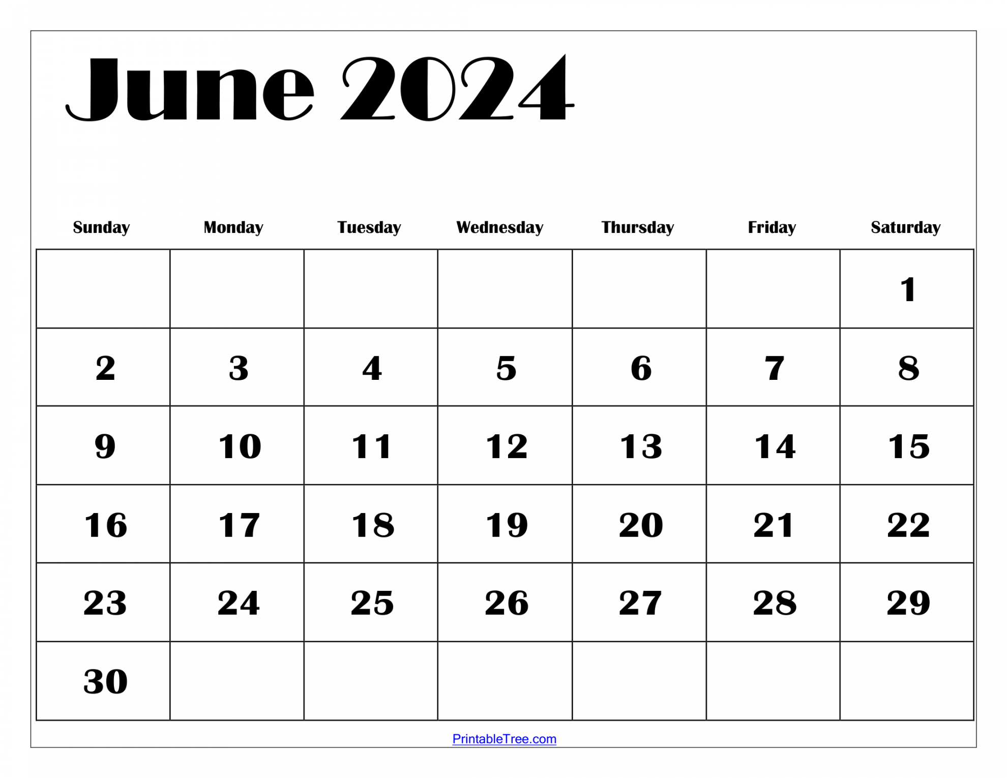 Blank June  Calendar Printable PDF Templates Free Download