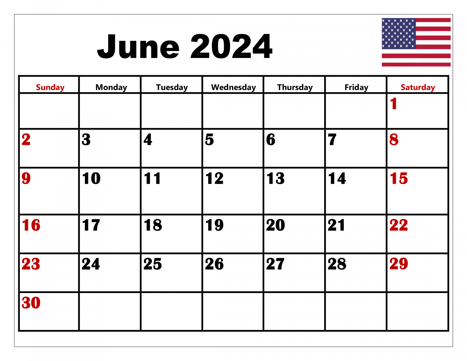 Blank June  Calendar Printable PDF Templates Free Download