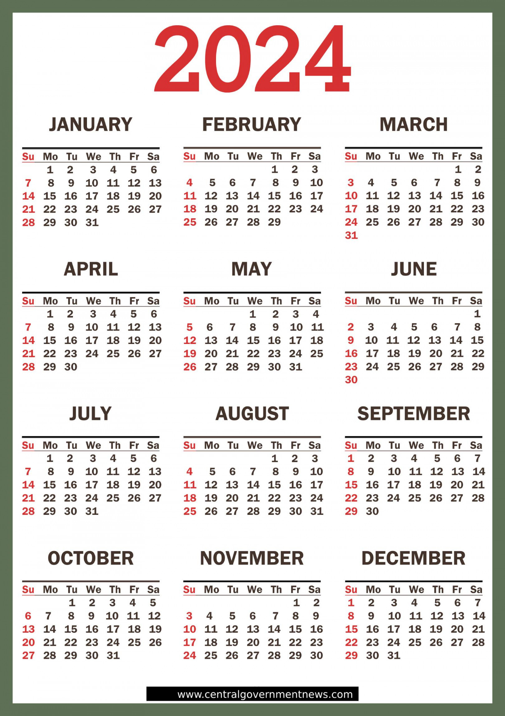 Central Government Holiday Calendar in India  - CENTRAL