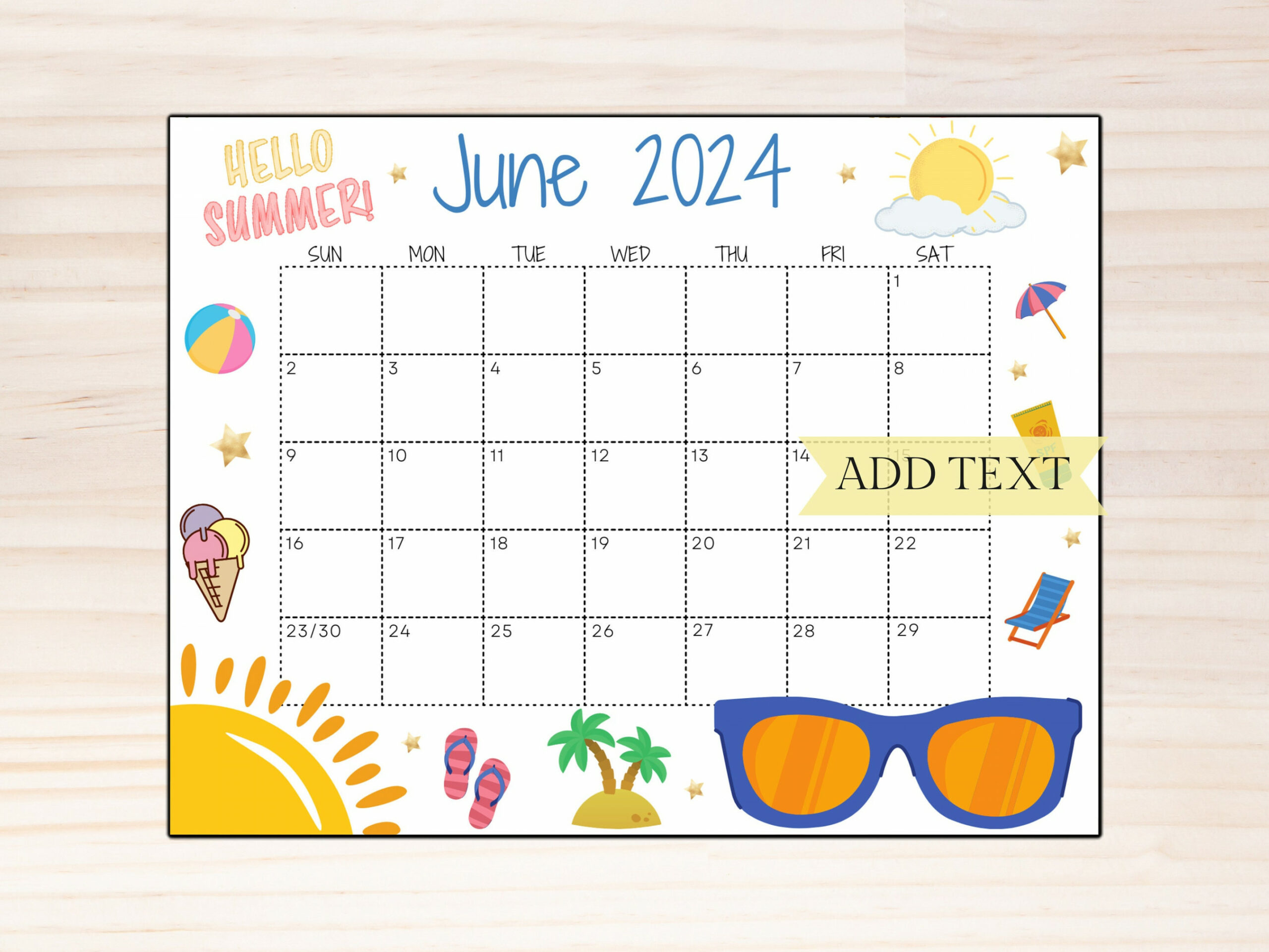 EDITABLE June  Wall Calendar Printable Classroom - Etsy