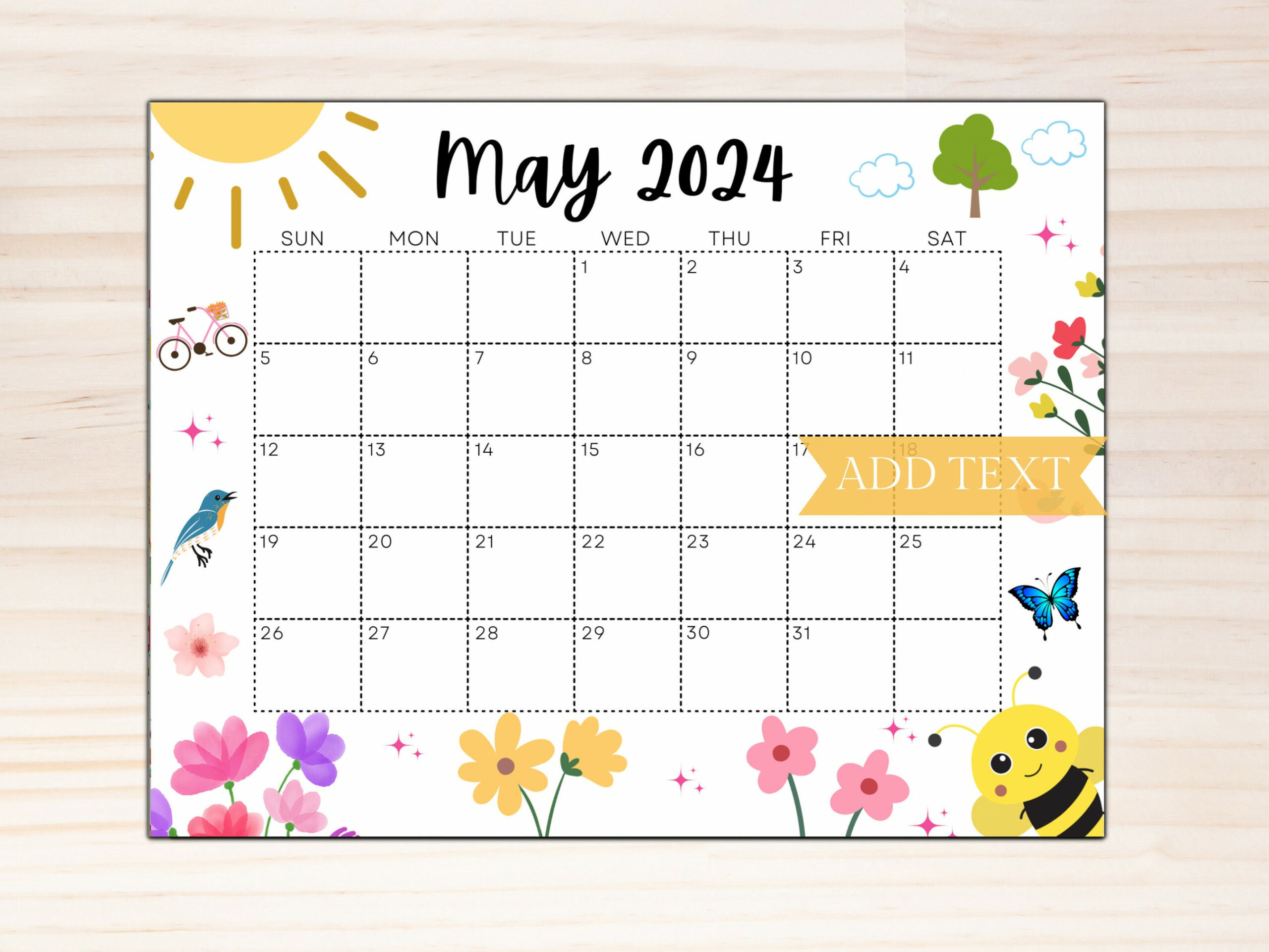 EDITABLE May  Calendar Printable Wall Calendar  Cute - Etsy