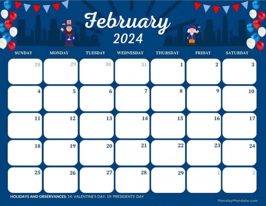 February  Calendars (Free PDF Printables)