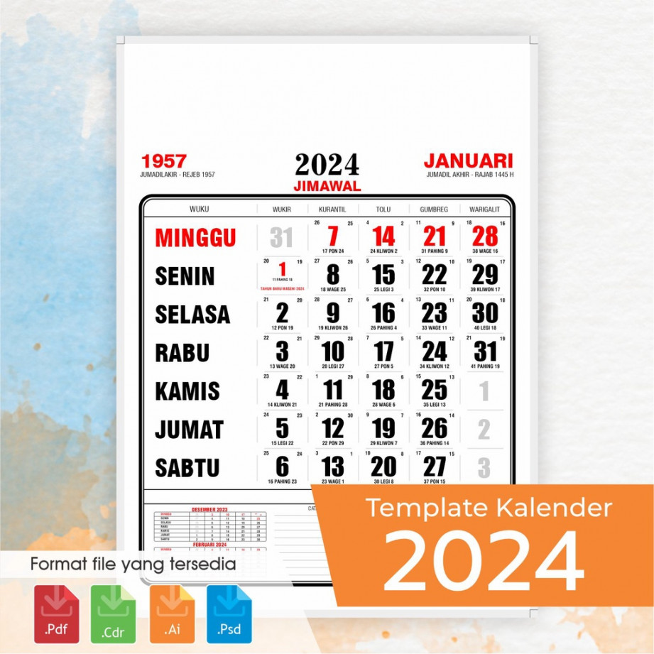 Jual Template Kalender Kerja  , Dilengkap Dengan Penanggalan