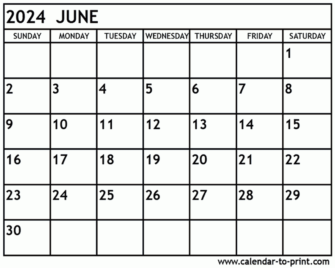 June  Calendar Printable