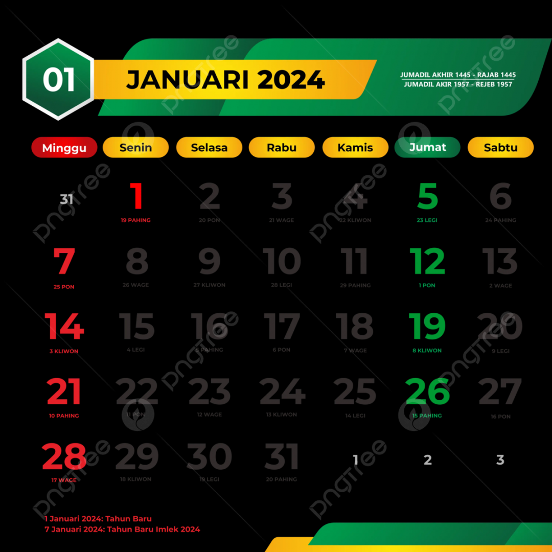 Kalender Januari  Gambar PNG  File Vektor Dan PSD  Unduh