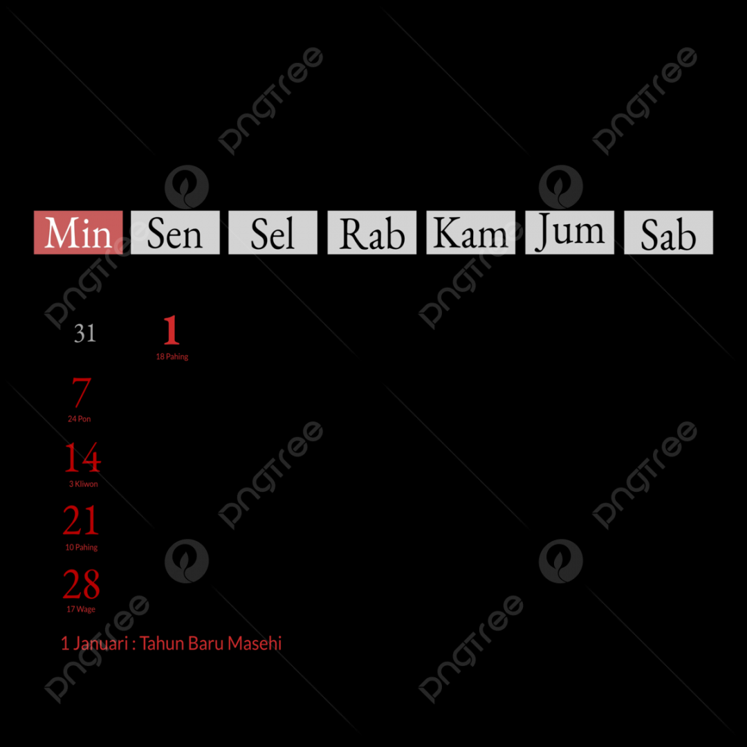 Kalender Januari  Lengkap Dengan Tanggal Merah Untuk Hari Raya