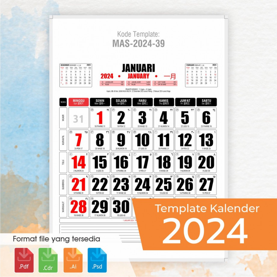 Kalender , lengkap dengan kalender jawa, hijriyah , China -  MAS--