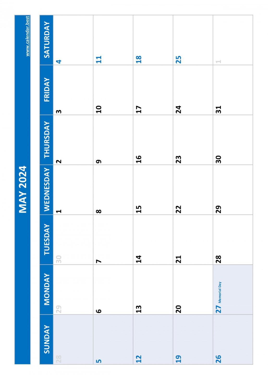 May  calendar -Calendar