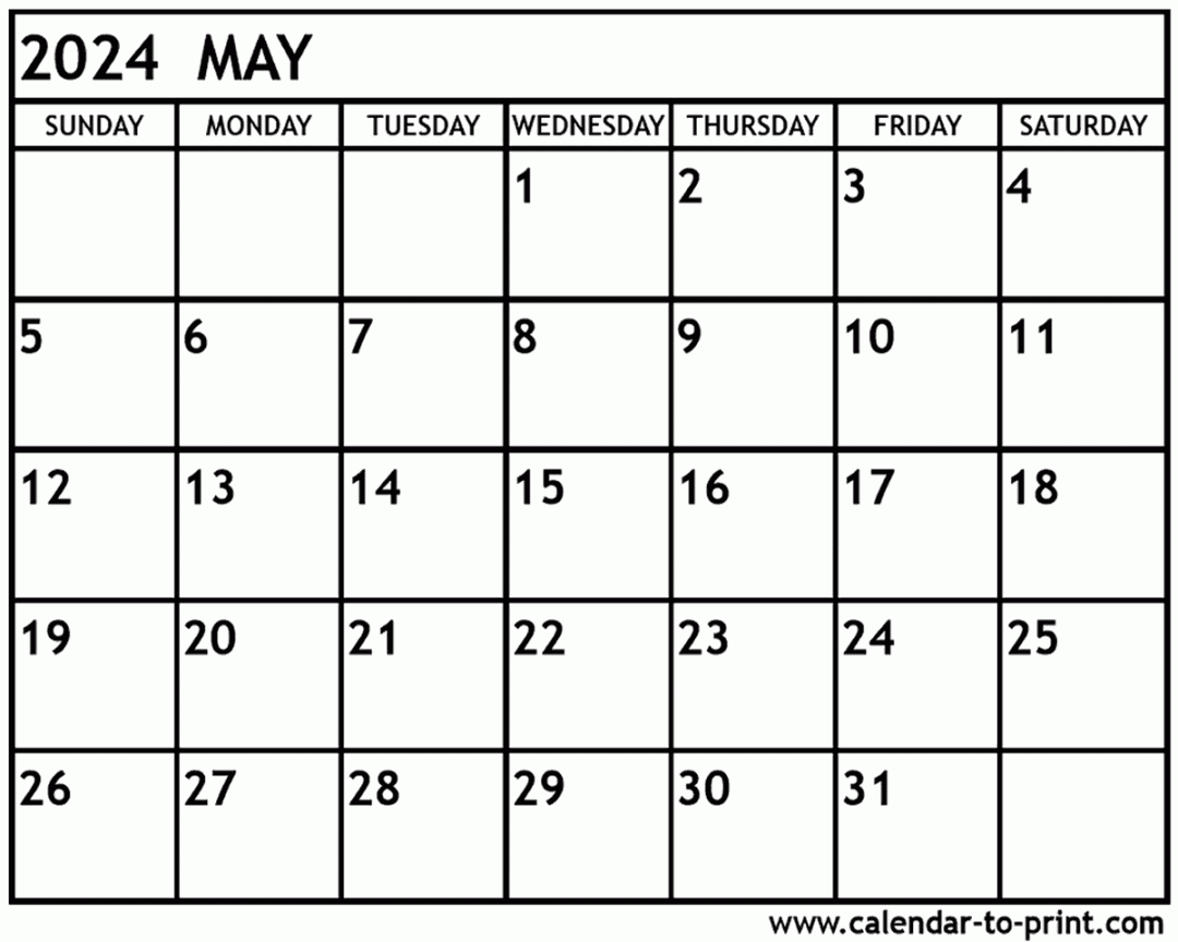 May  Calendar Printable