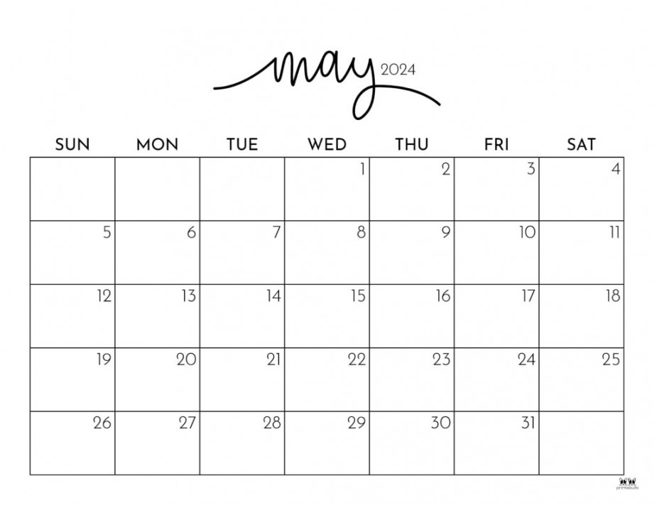 May  Calendars -  FREE Printables  Printabulls