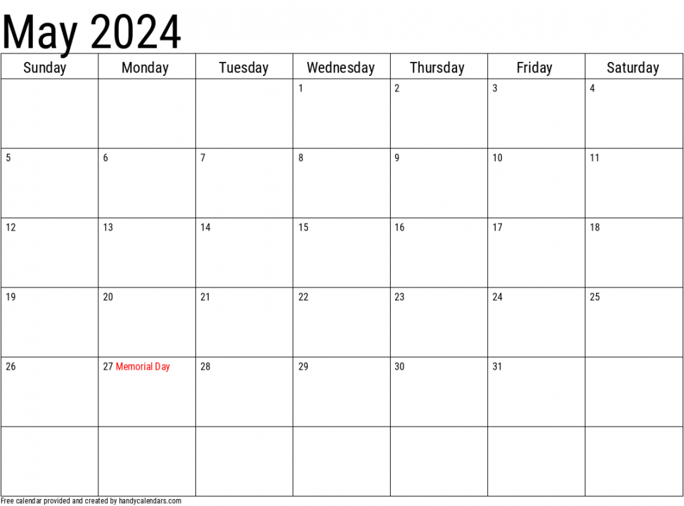 May Calendars - Handy Calendars