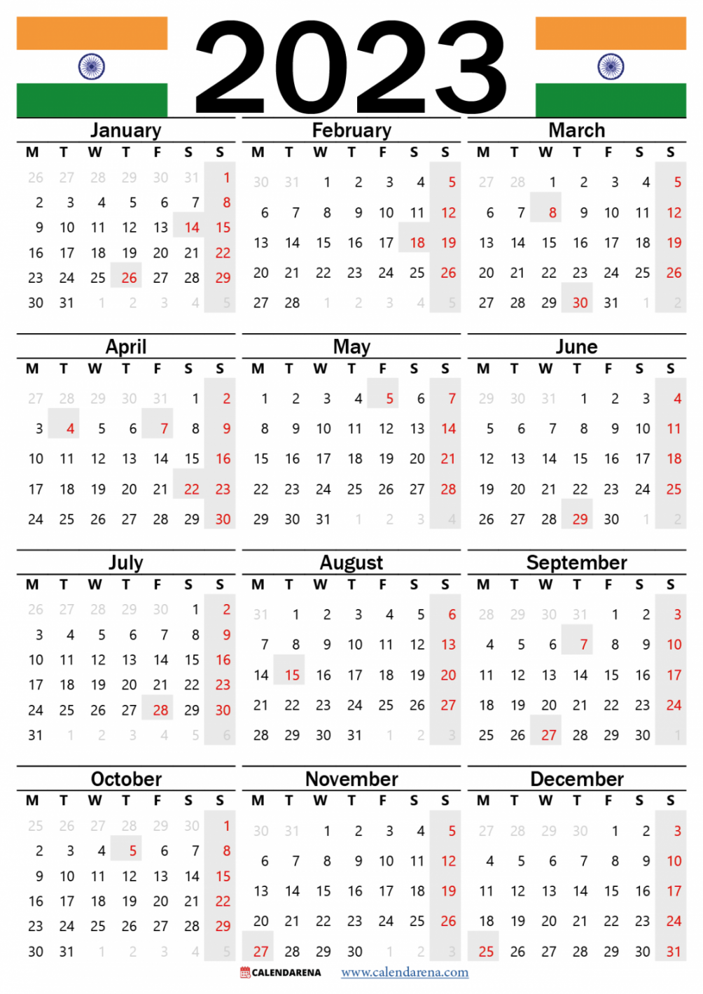 November  Calendar With Holidays India in   Calendar