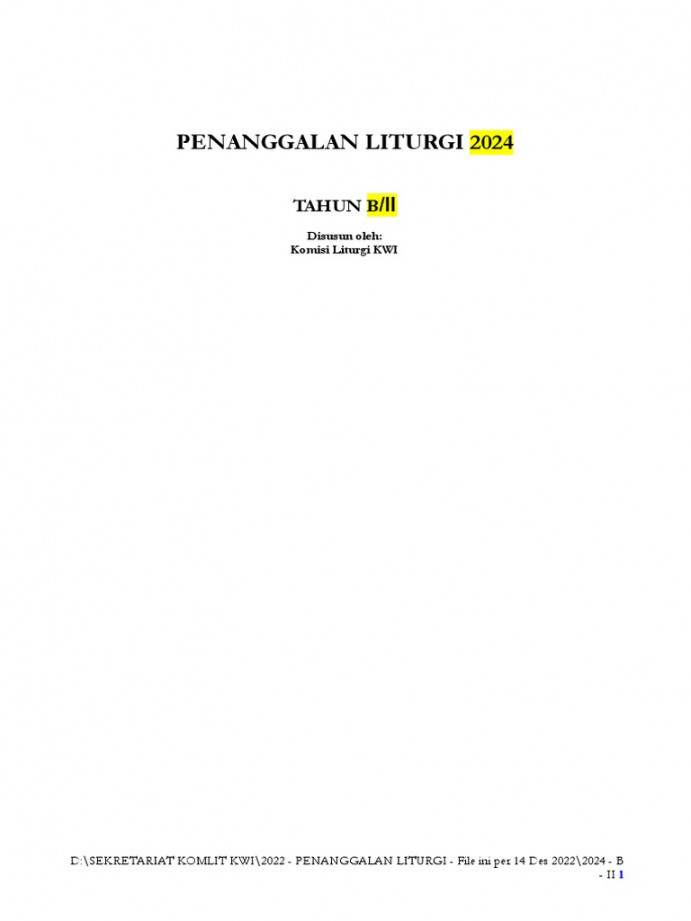 Penanggalan Liturgi -B-Ii - Umum  PDF