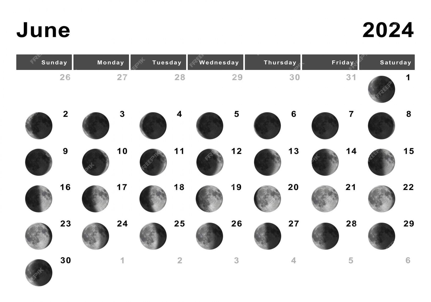 Premium Photo  June  lunar calendar, moon cycles, moon phases