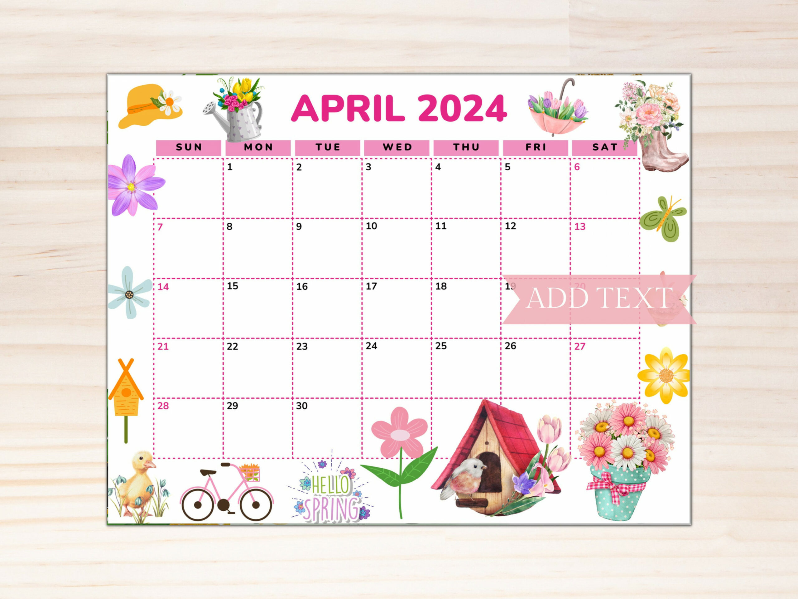 Printable Calendar  April  Calendar Beautiful Spring - Etsy