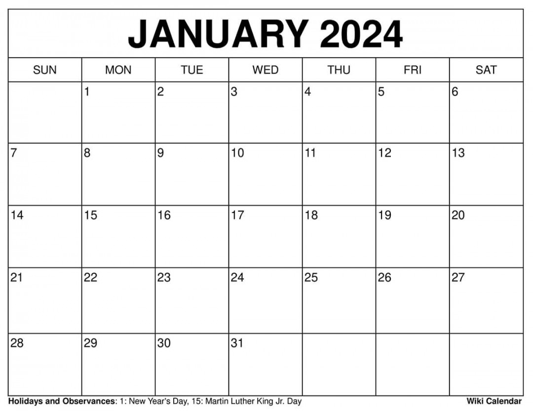 Printable January  Calendar Templates with Holidays