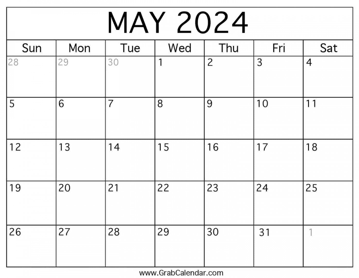 Printable May  Calendar