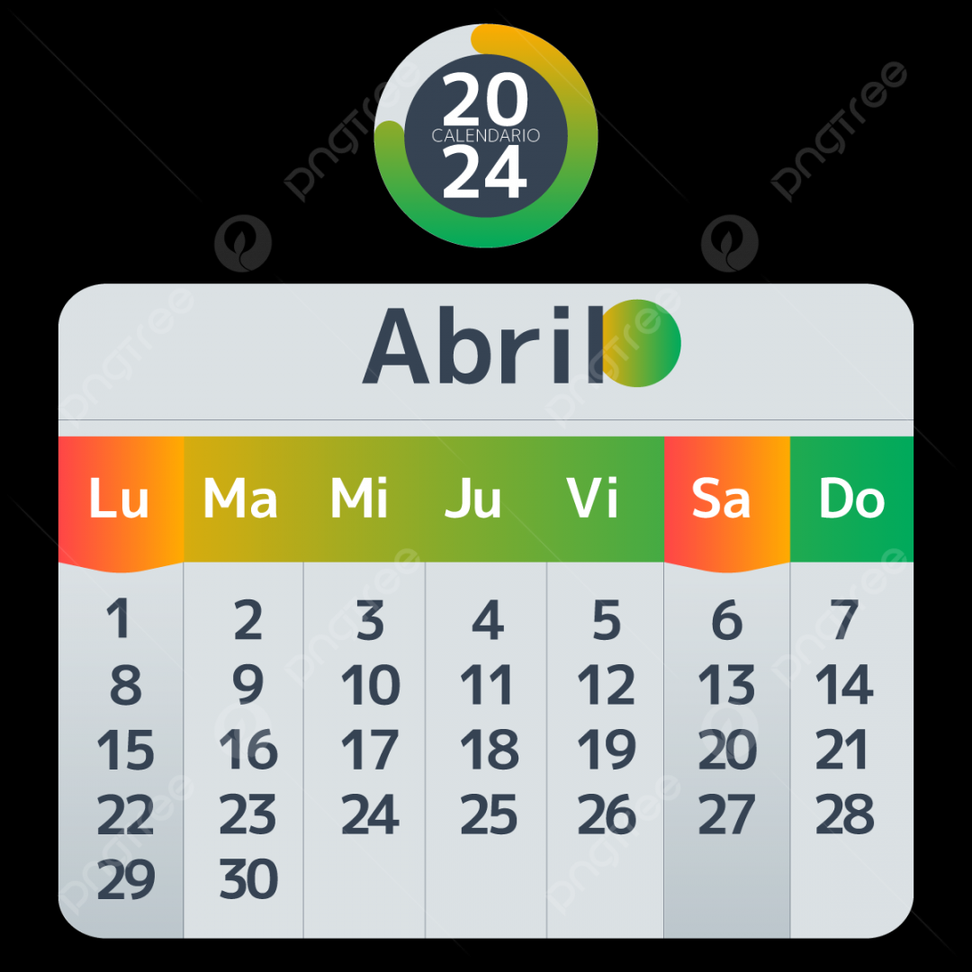Spanish Calendar Green April, Two Thousand And Twenty Four
