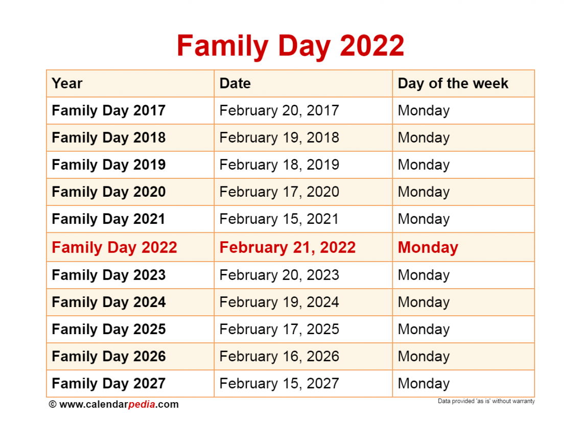 When is Family Day ?