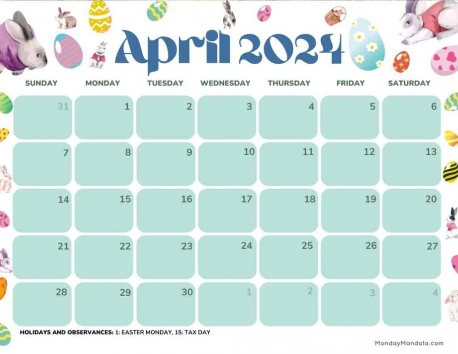 April  Calendars ( Free PDF Printables)