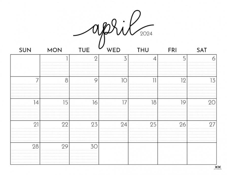 April  Calendars -  FREE Printables  Printabulls