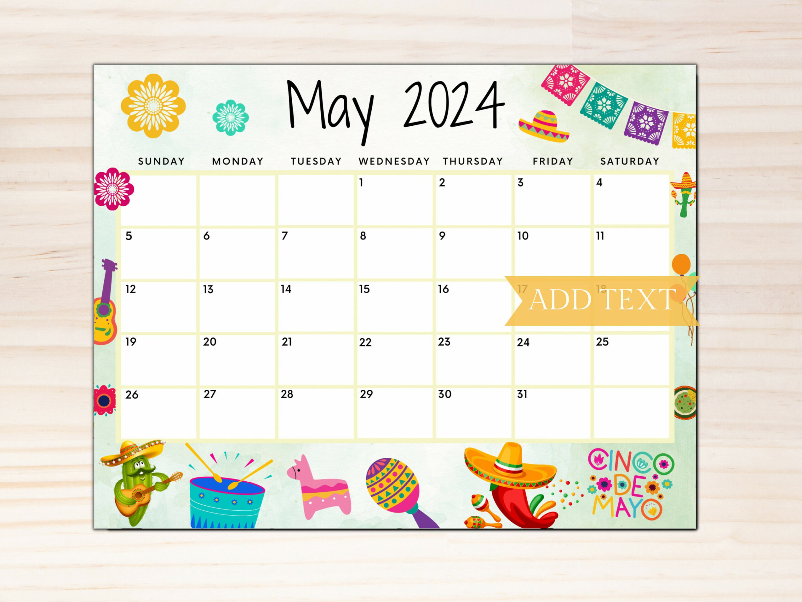 EDITABLE May  Calendar Printable Wall Calendar (Download Now