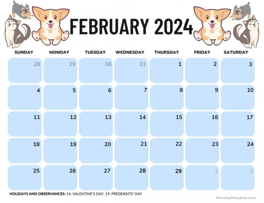 February  Calendars (Free PDF Printables)