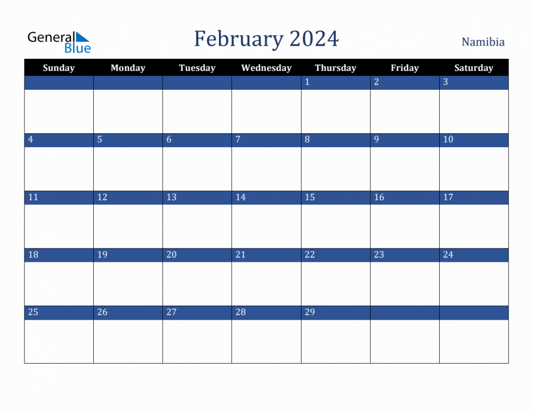 February  Namibia Holiday Calendar