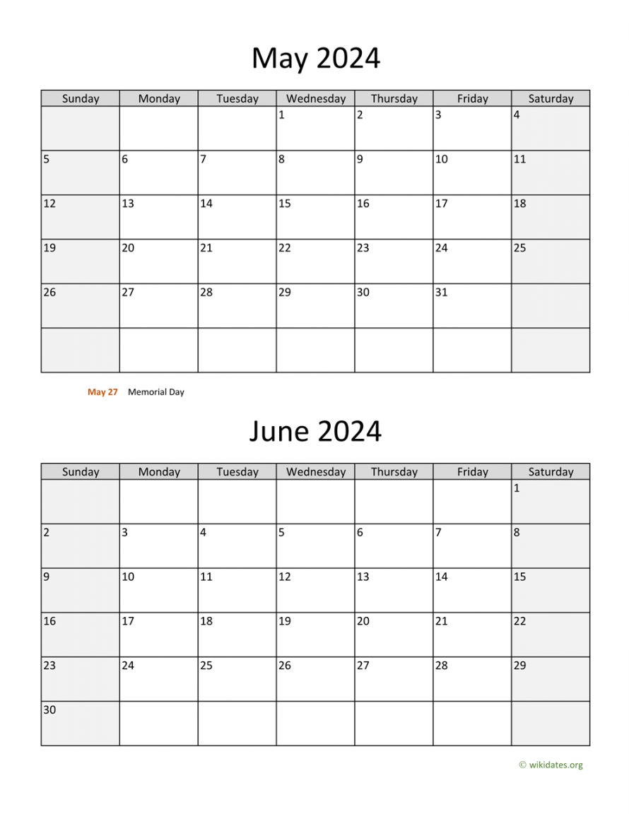 May and June  Calendar  WikiDates