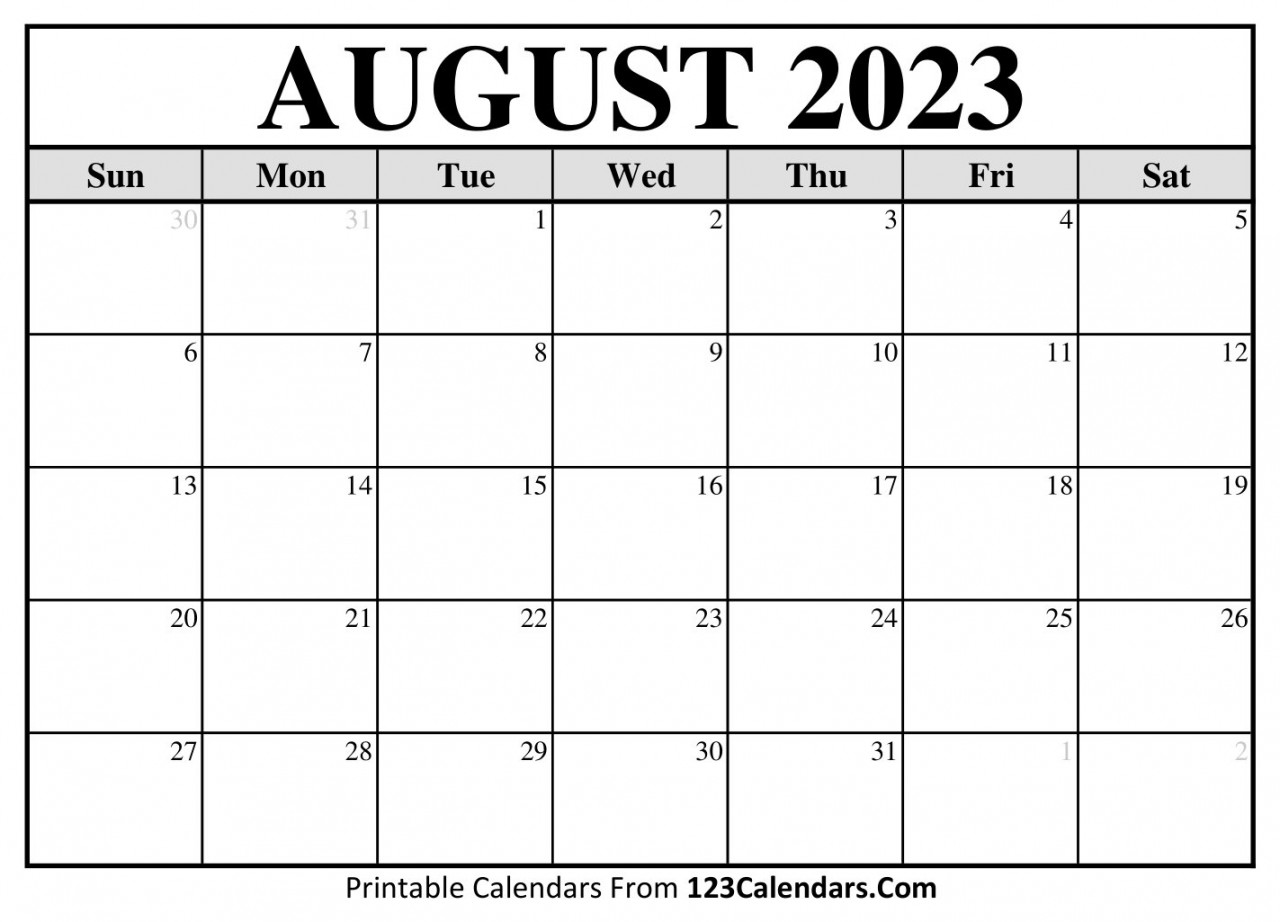 August  Calendar  Monthly Printable Calendars