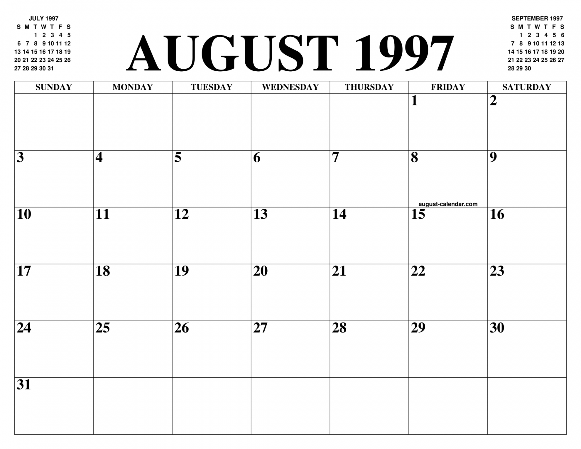 AUGUST  CALENDAR OF THE MONTH: FREE PRINTABLE AUGUST CALENDAR