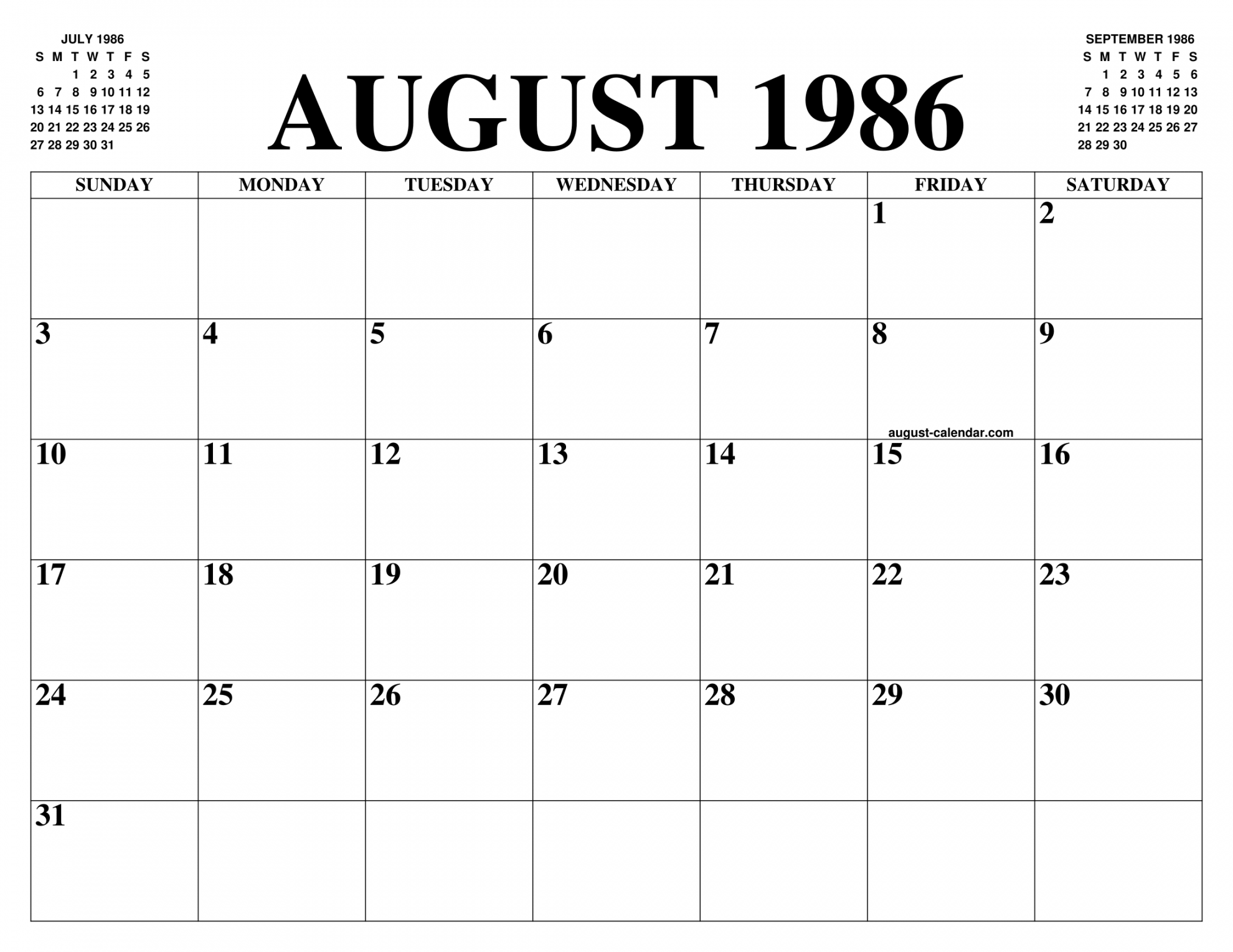 AUGUST  CALENDAR OF THE MONTH: FREE PRINTABLE AUGUST CALENDAR