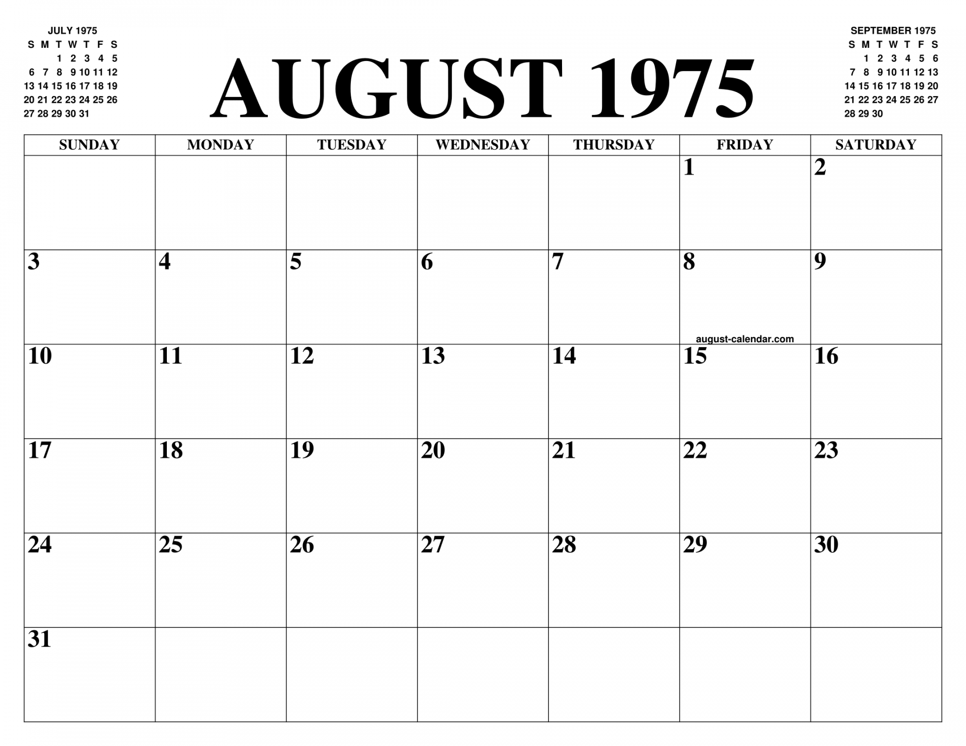 AUGUST  CALENDAR OF THE MONTH: FREE PRINTABLE AUGUST CALENDAR