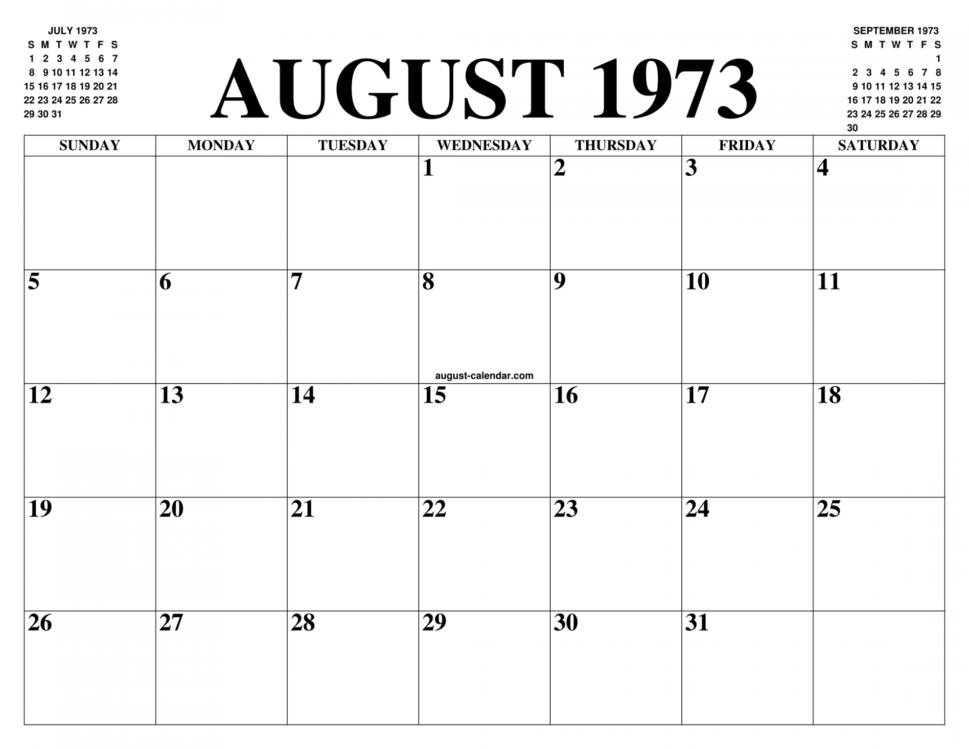 AUGUST  CALENDAR OF THE MONTH: FREE PRINTABLE AUGUST CALENDAR