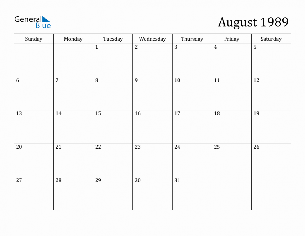 August  Monthly Calendar