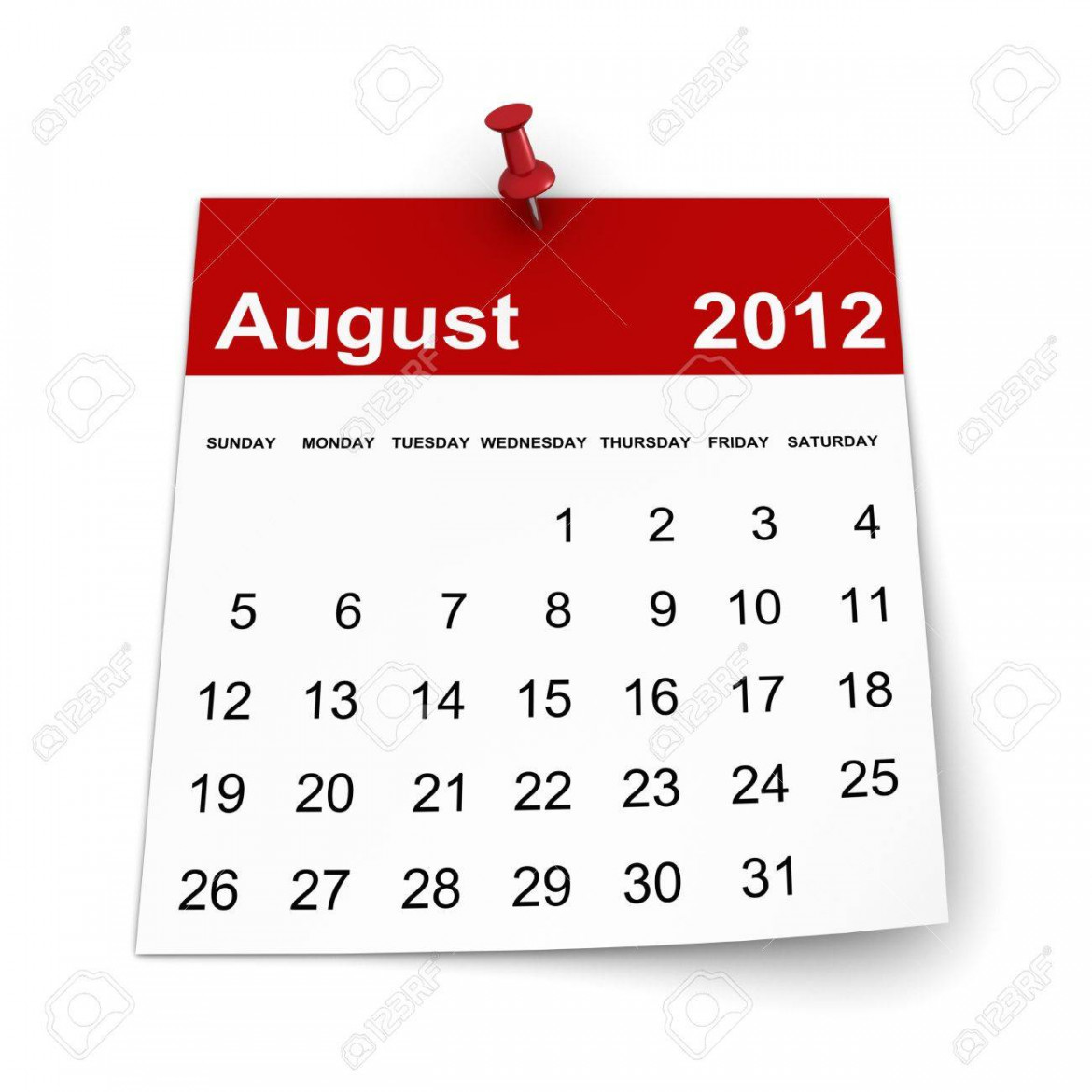 Calendar  - August Stock Photo, Picture and Royalty Free Image