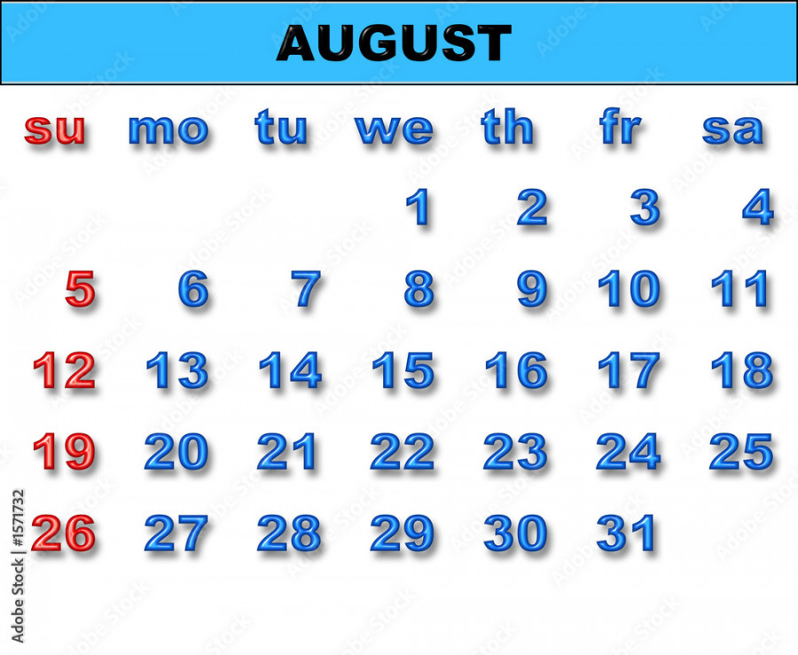 calendar for  (august) Stock Illustration  Adobe Stock