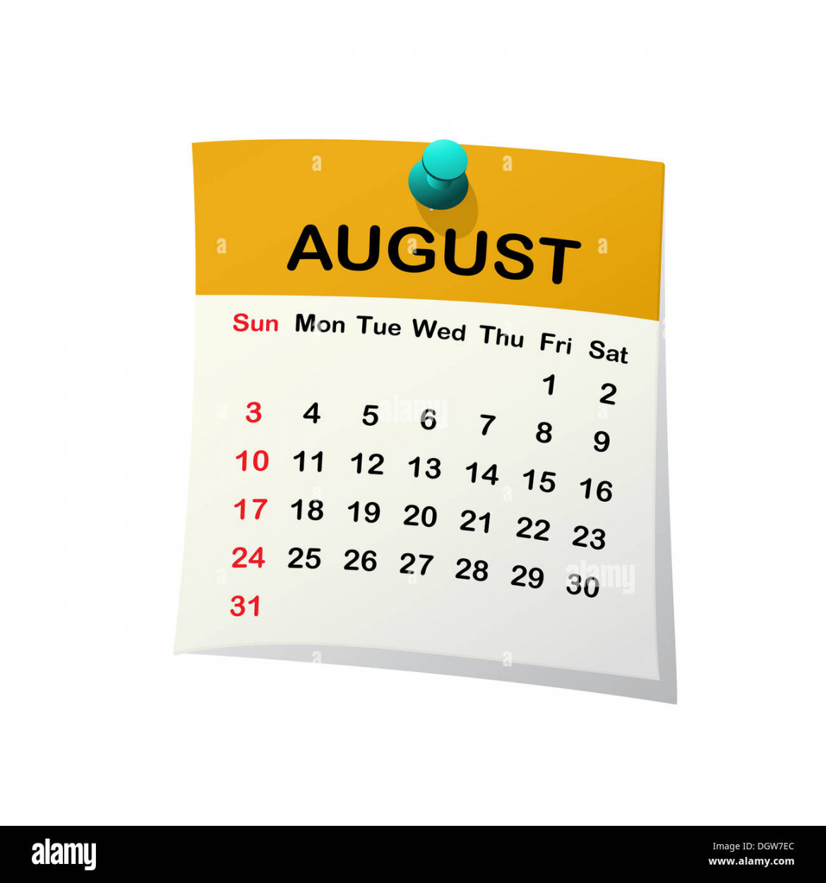 calendar for August Stock Photo - Alamy