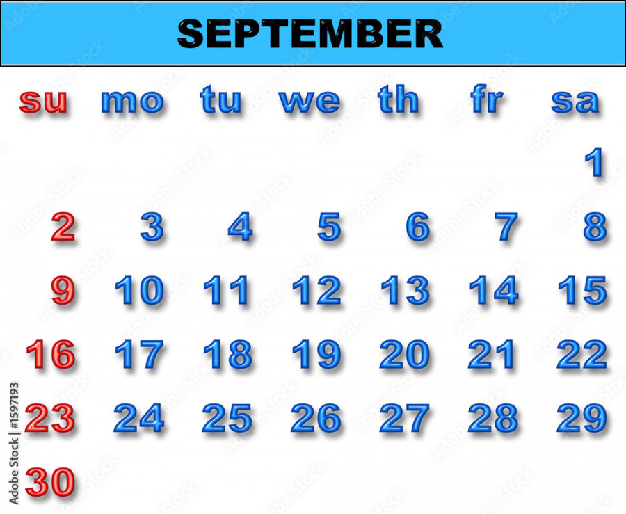 calendar for  (september) Stock Illustration  Adobe Stock