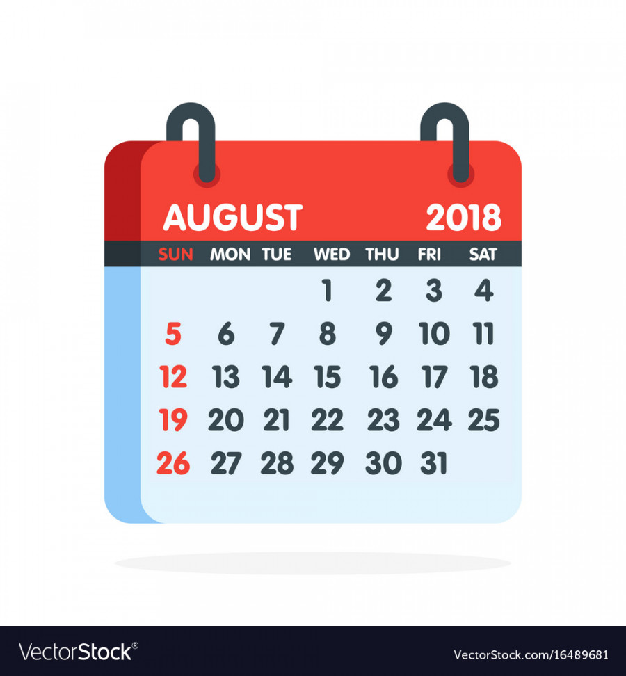 Calendar for  year full month of august icon Vector Image