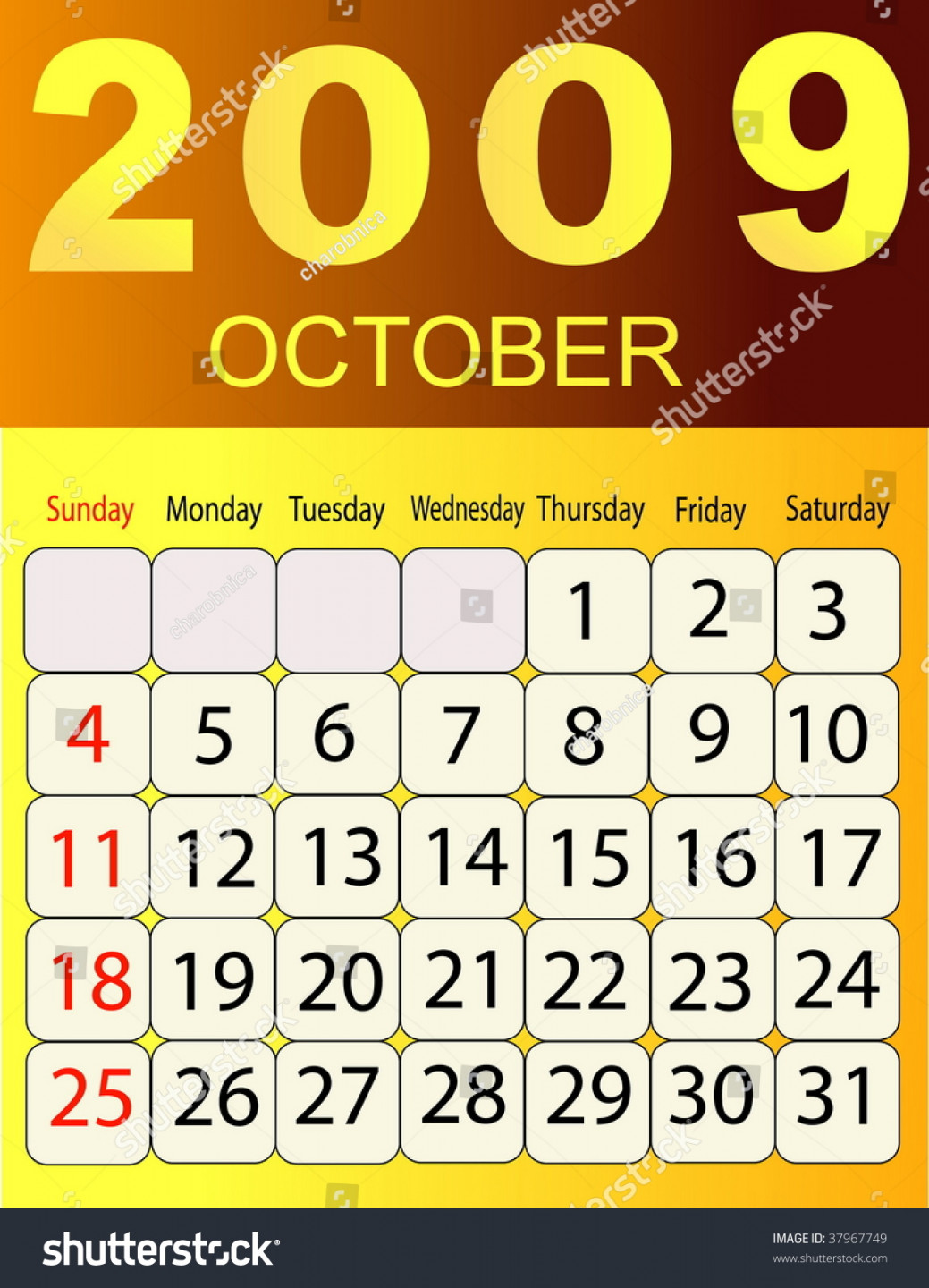 Calendar Month October  Stock Vector (Royalty Free)