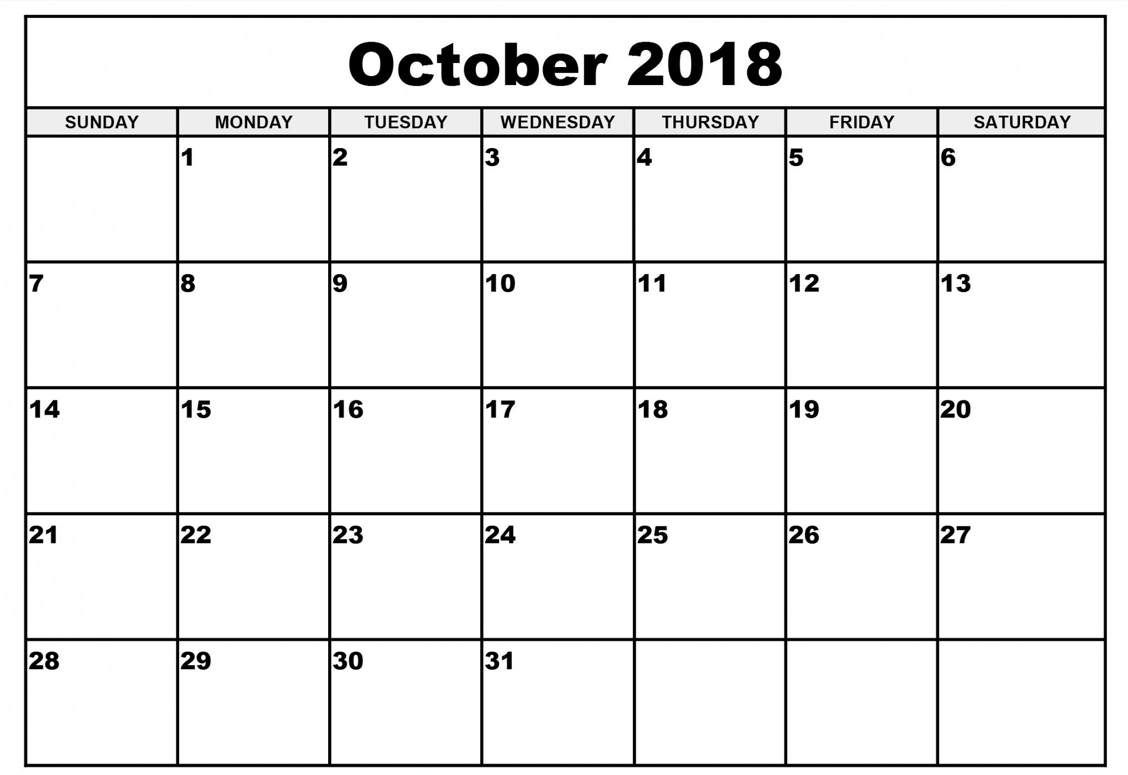 Calendar Month Of October  Free calendar template, Calendar