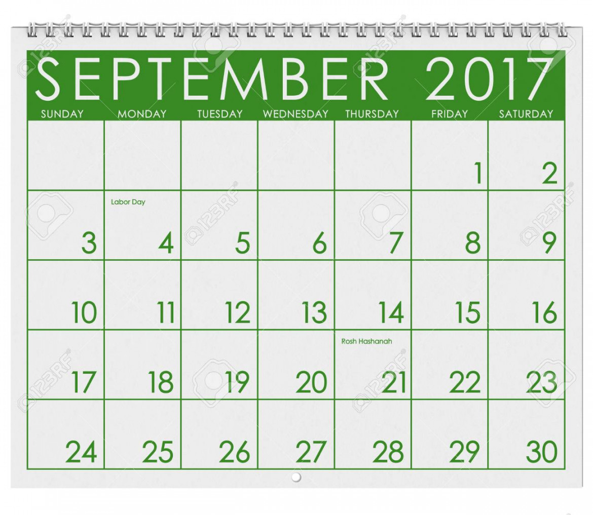 : Calendar: Month Of September With Labor Day Stock Photo