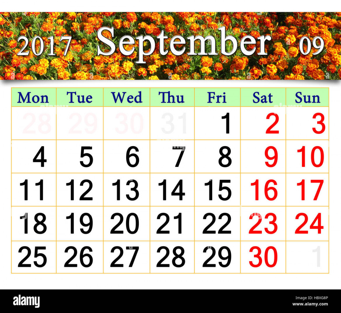 calendar september hi-res stock photography and images - Alamy
